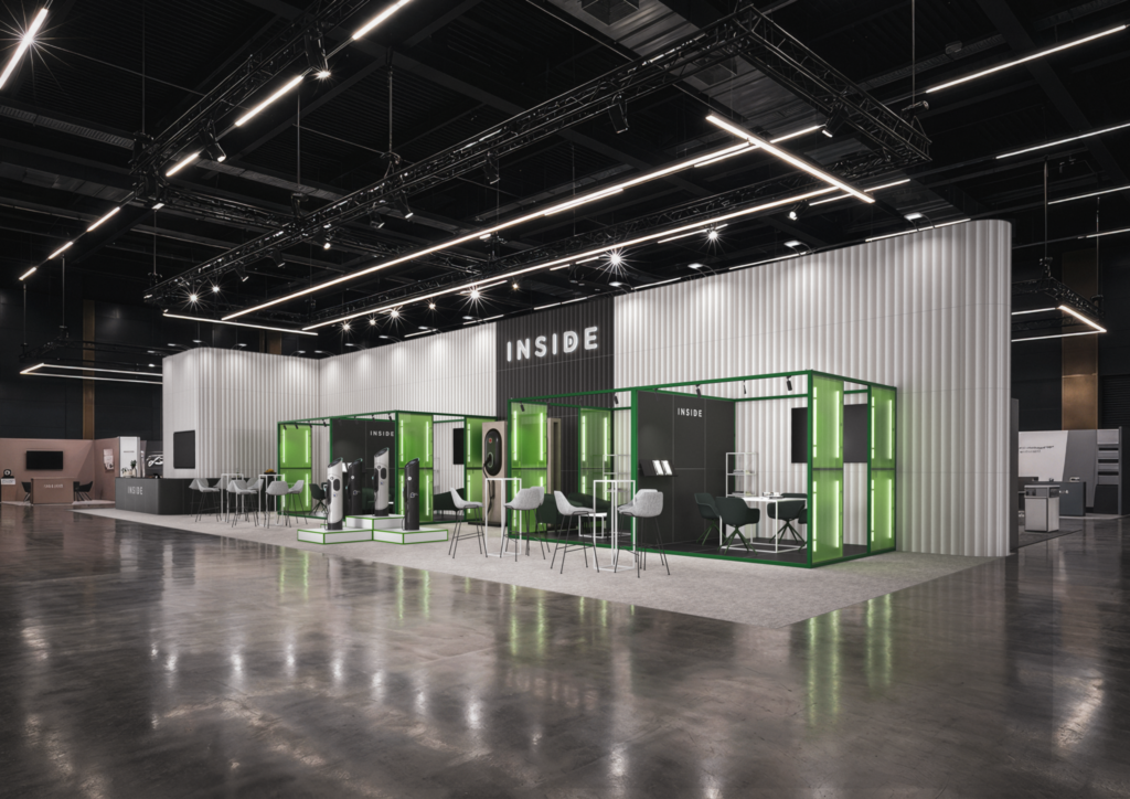 Eco-friendly modular trade show booth – a hybrid of the Clever Frame and HELO FORM systems