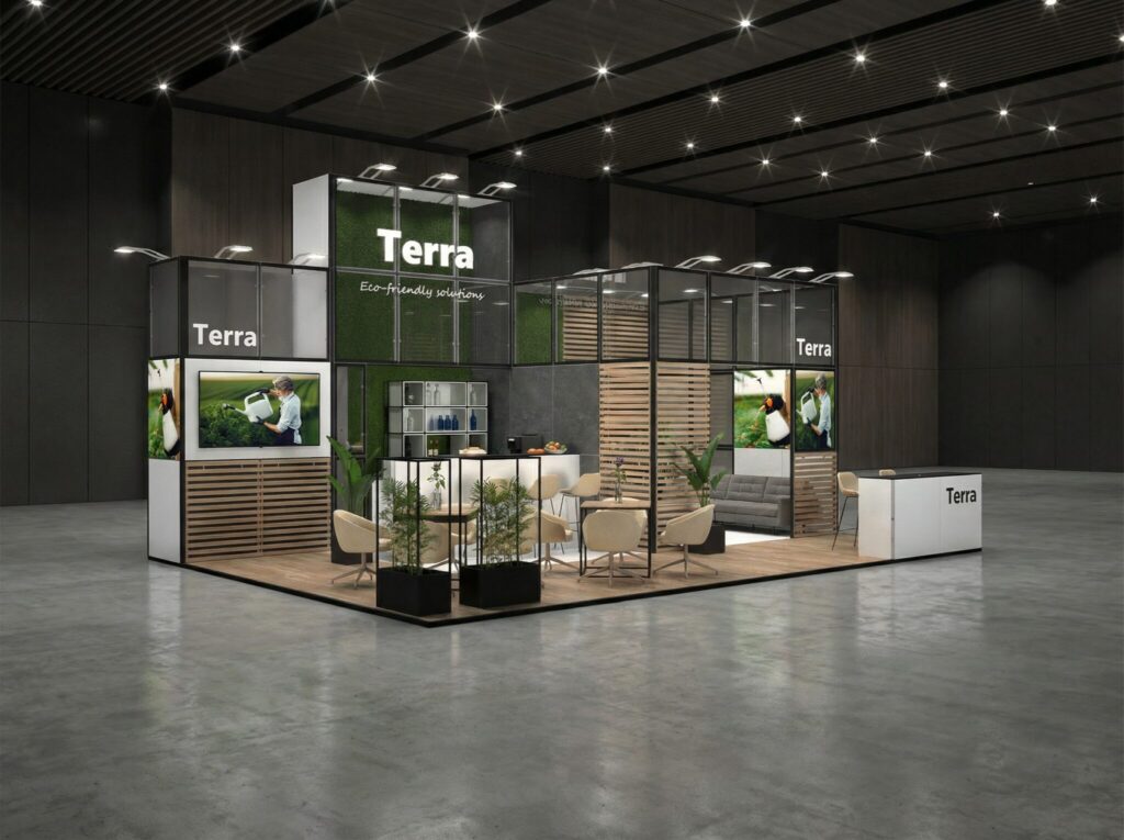Eco-friendly modular trade show booth – exhibition stand design for an agricultural trade show