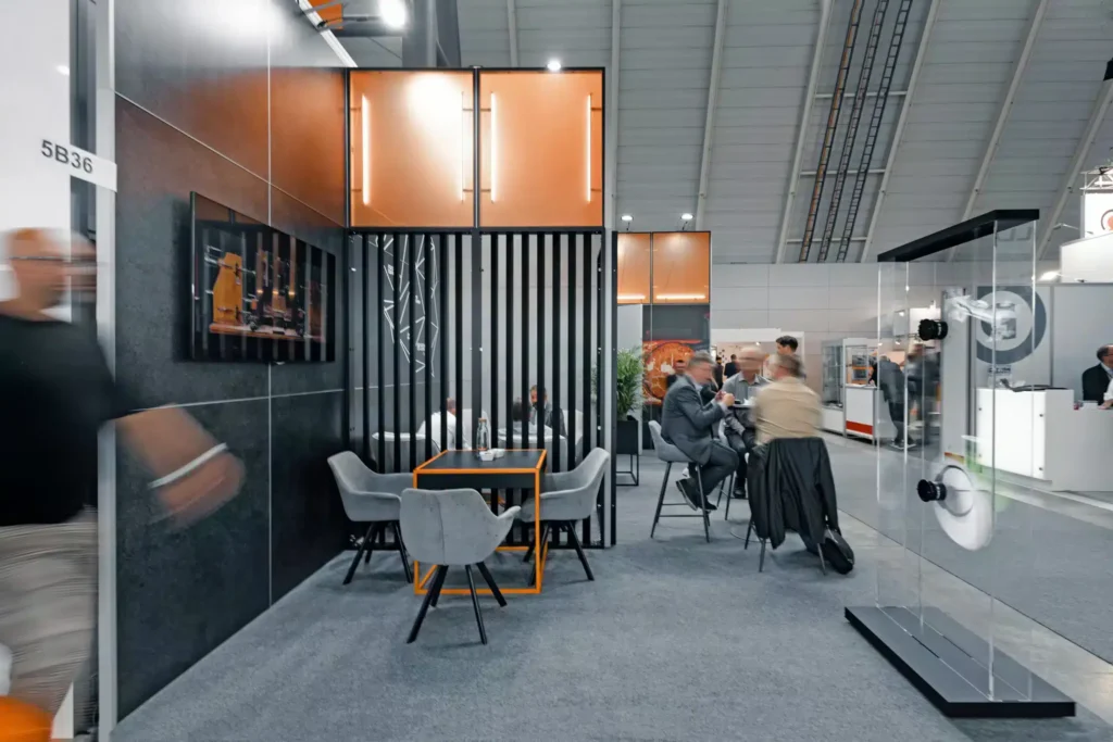 A modern modular exhibition stand by Clever Frame for PGO brand