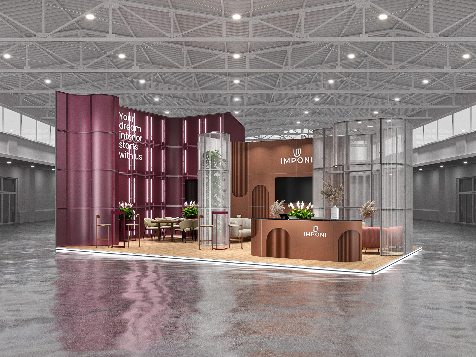 Trade fair booth in a modern style – booth design by Clever Frame