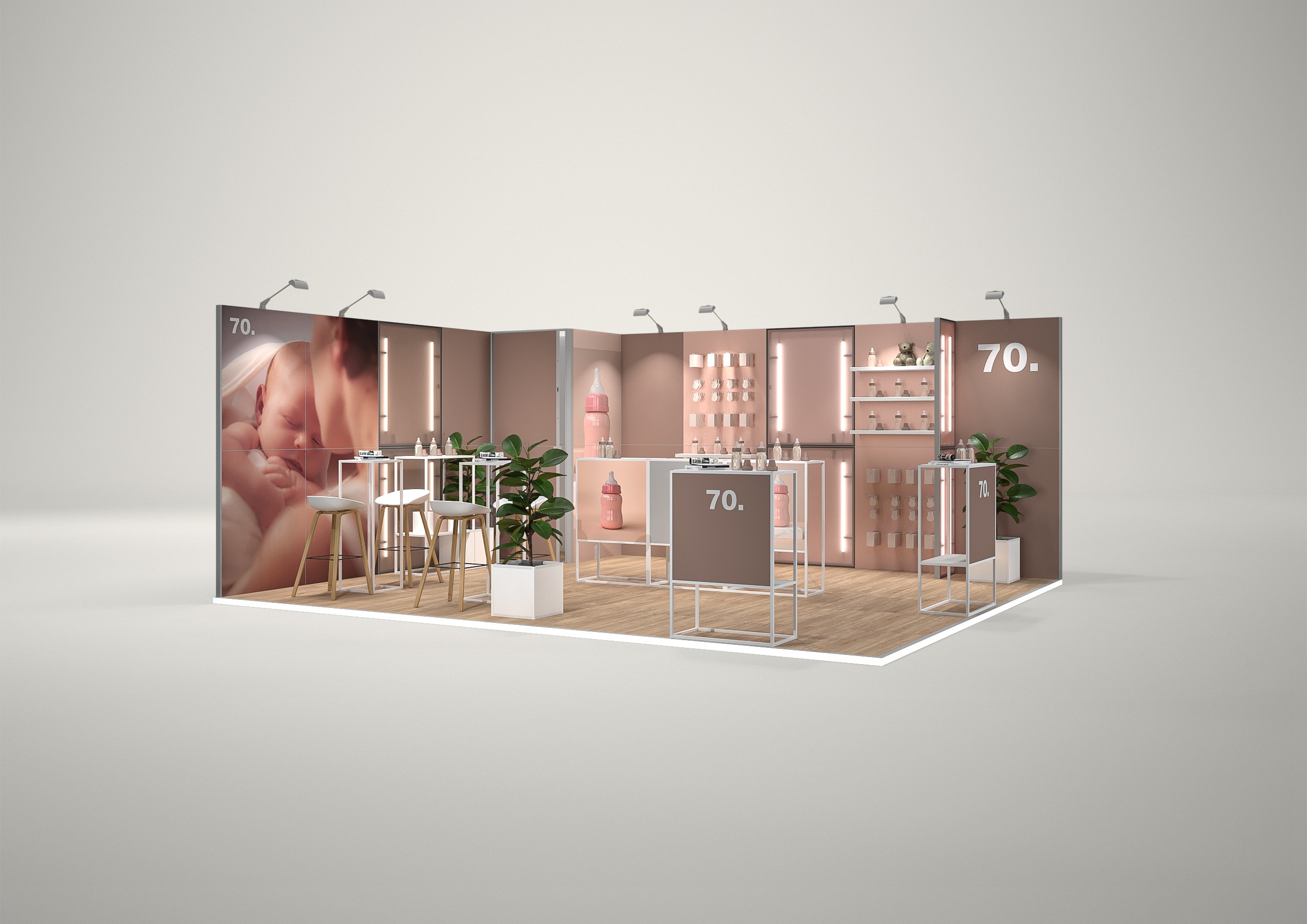 Stoisko targowe narożne 6x5m (30m²) – elegancka zabudowa narożna