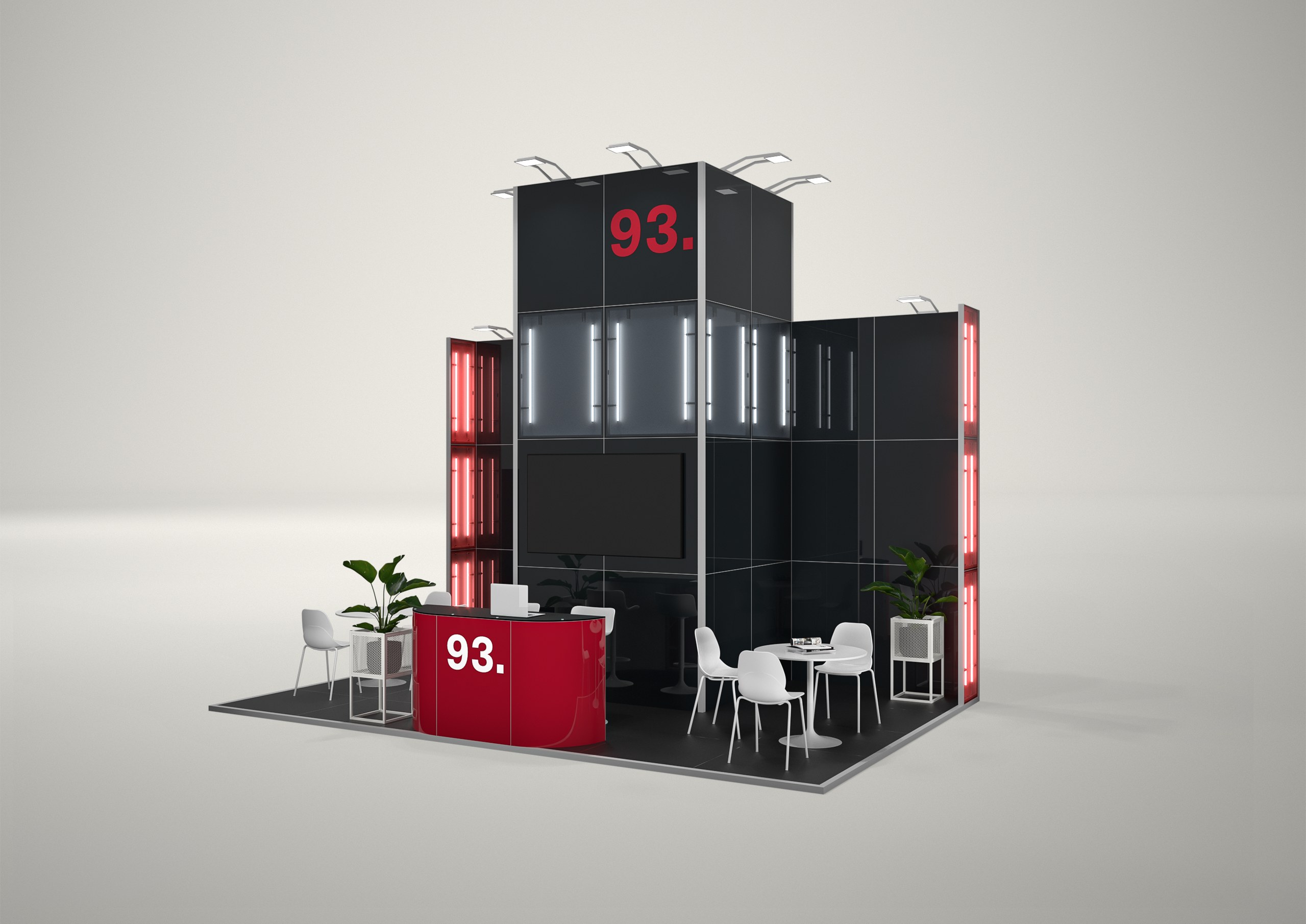 Stoisko targowe półwyspowe 6x4m (24m²) – stoisko półwyspowe z podświetleniem
