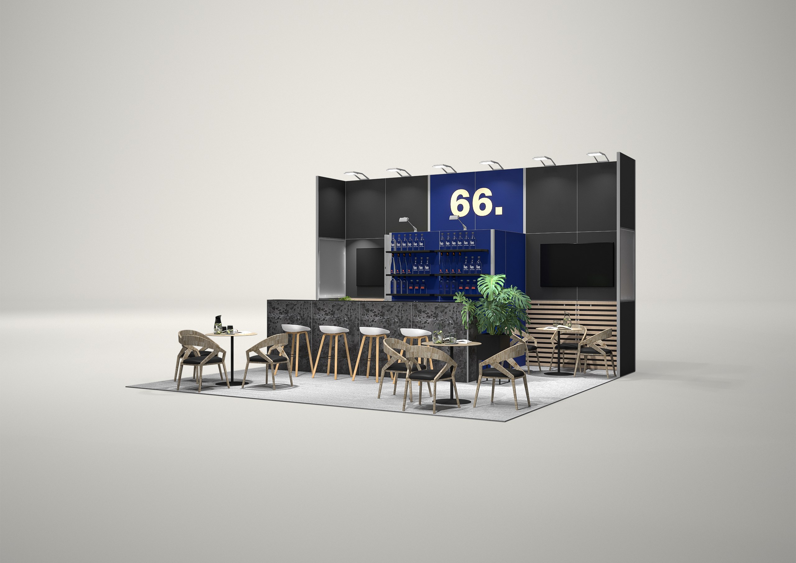 Stoisko targowe półwyspowe 6x6m (36m²) – nowoczesne stoisko półwyspowe