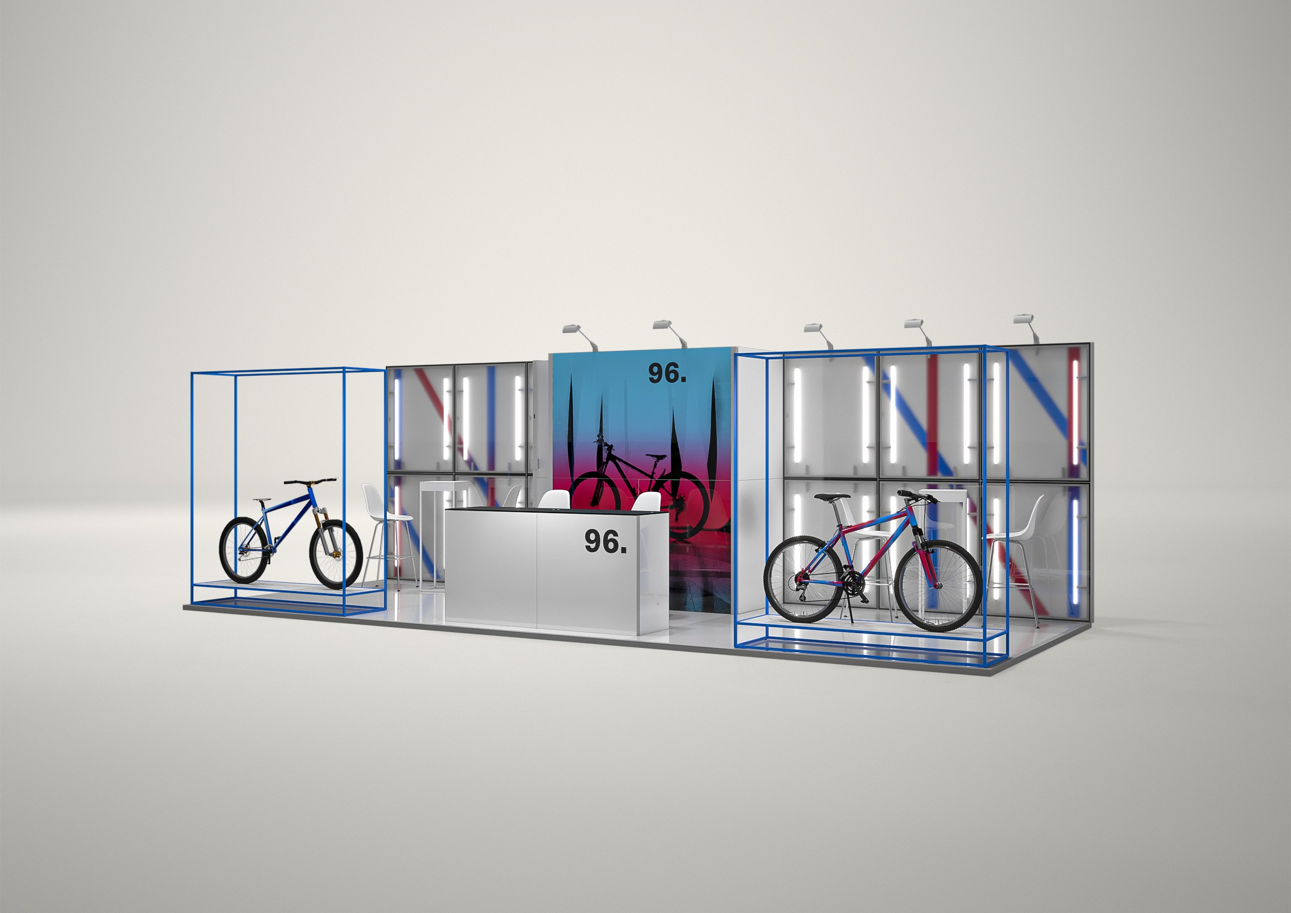 Stoisko targowe półwyspowe 8x3m (24m²) – nowoczesne stoisko półwyspowe