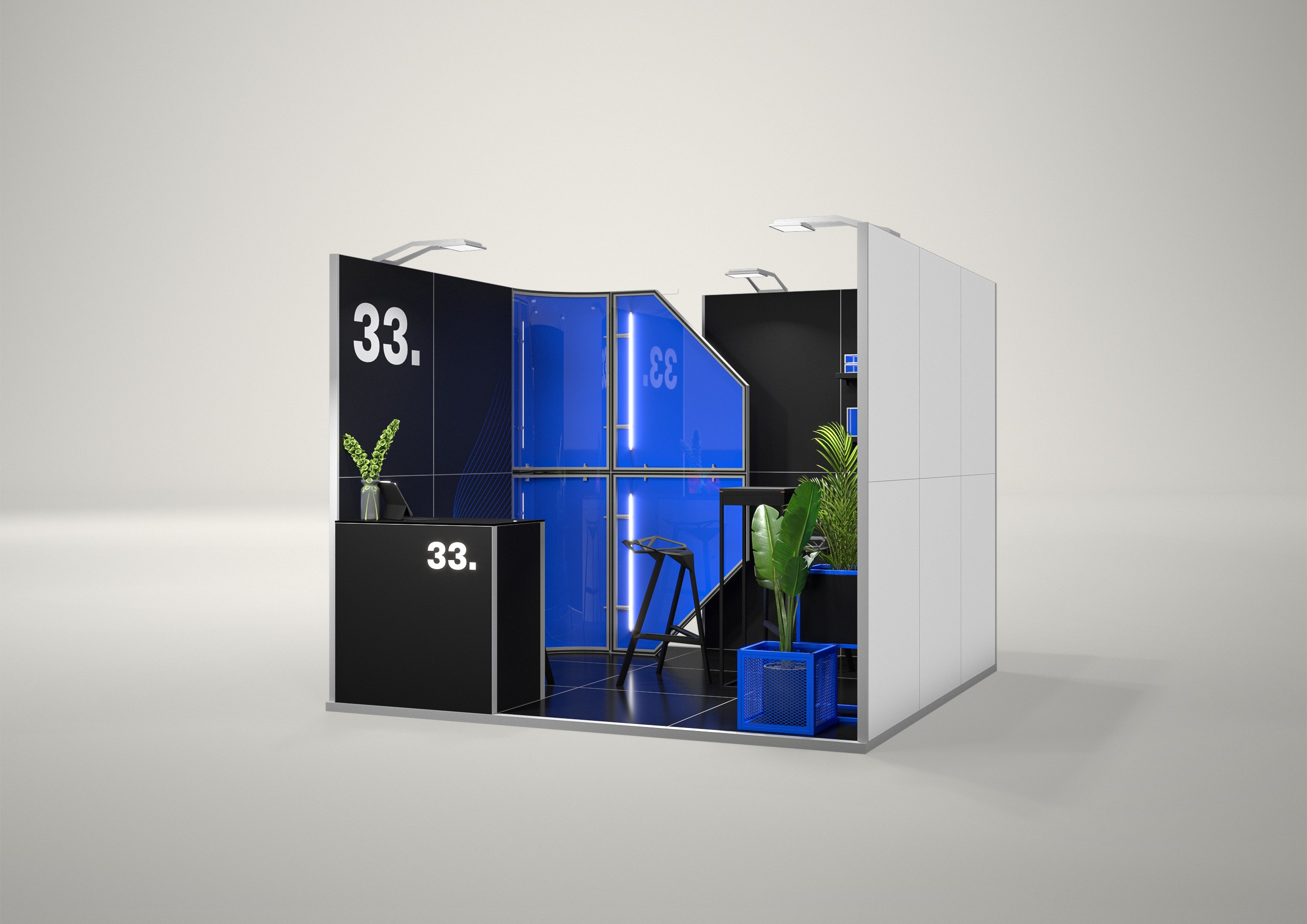 Stoisko targowe szeregowe 3x3m (9m²) – nowoczesne stoisko szeregowe
