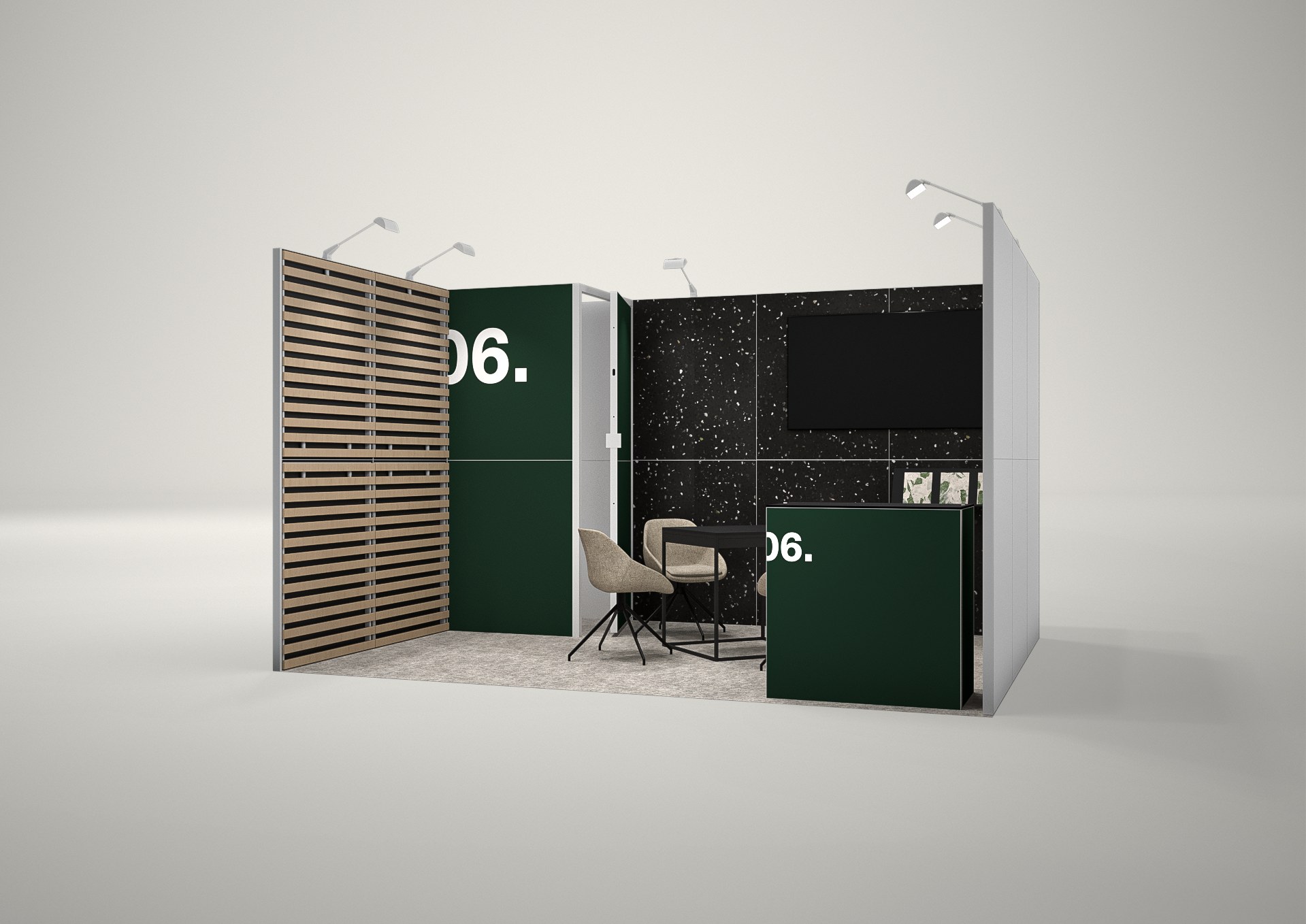 Stoisko targowe szeregowe 4x3m (12m²) – szeregowe stoisko z grafiką wielkoformatową