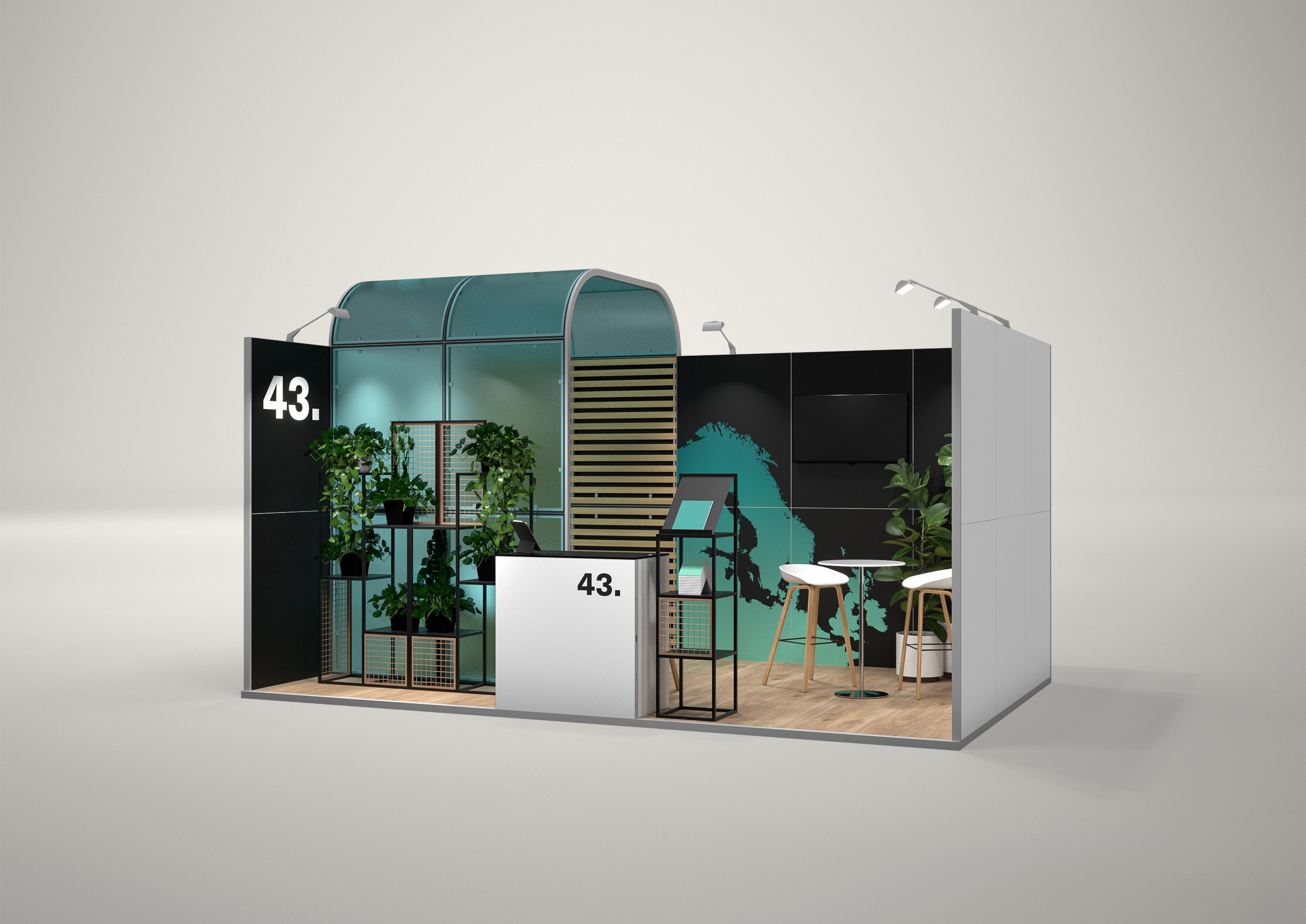 Stoisko targowe szeregowe 5x3m (15m²) – nowoczesne stoisko szeregowe