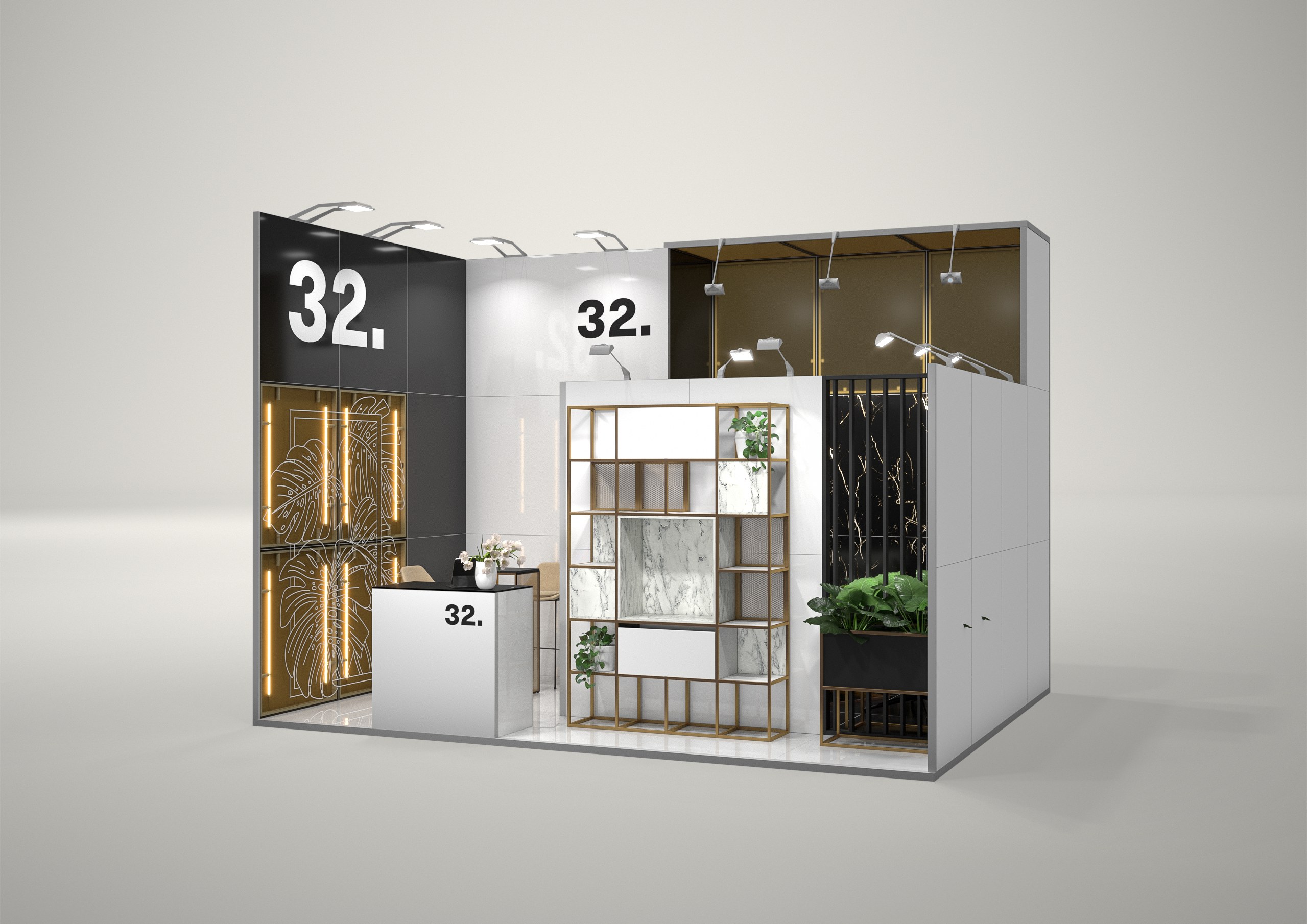 Stoisko targowe szeregowe 5x4m (20m²) – projekt zabudowy szeregowej