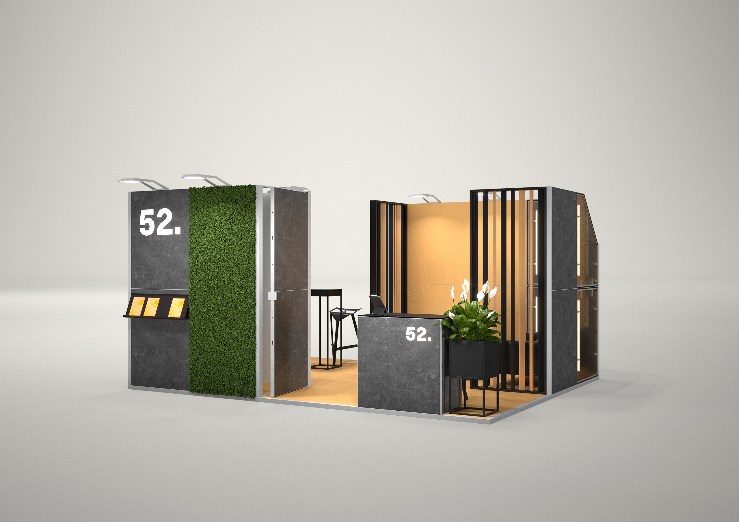 Stoisko targowe wyspowe 5x4m (20m²) – projekt zabudowy wyspowej
