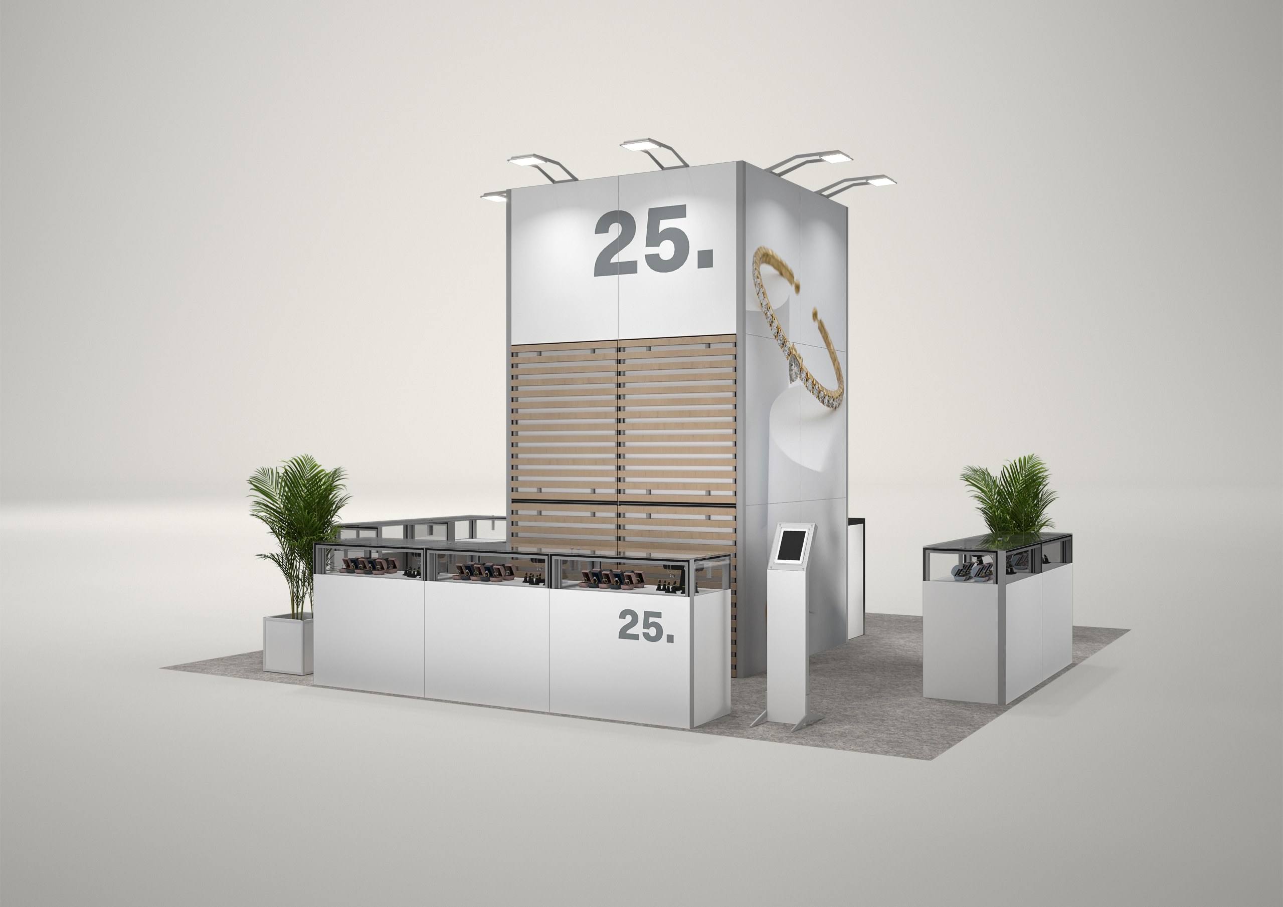 Stoisko targowe wyspowe 6x6m (36m²) – reprezentacyjna zabudowa wyspowa
